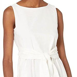 Linen A-line Midi Dress with Sash